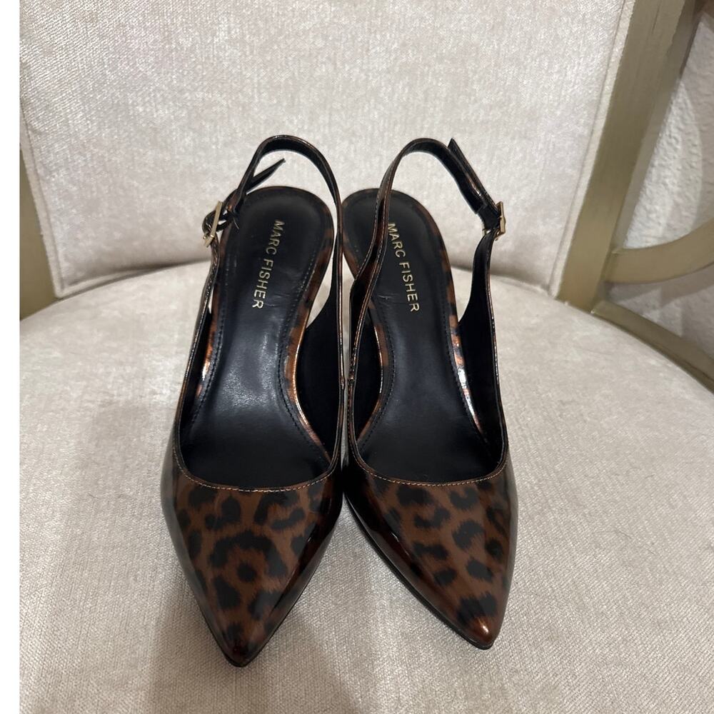 Marc Fisher Leopard Print Pointed Toe Slingback Heels Women's Size 6.5M - Picture 2 of 14